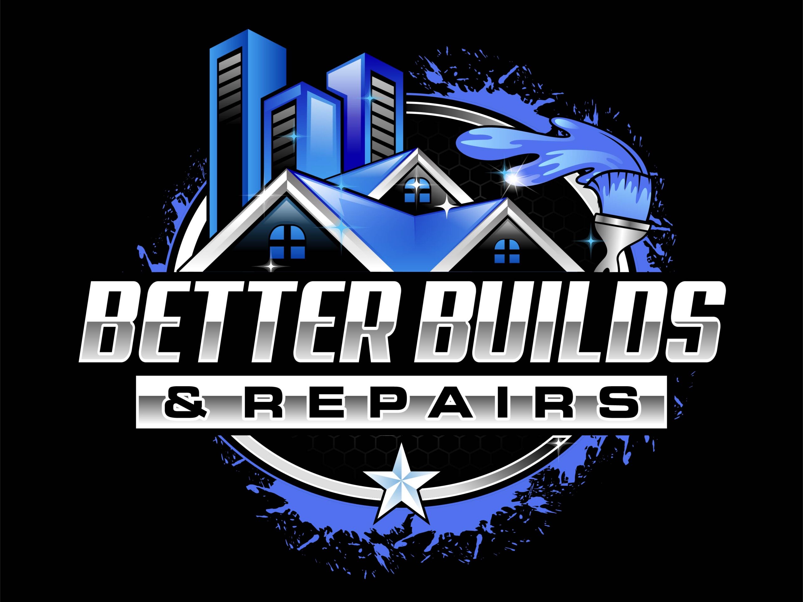 Better Builds & Repairs logo with house icons